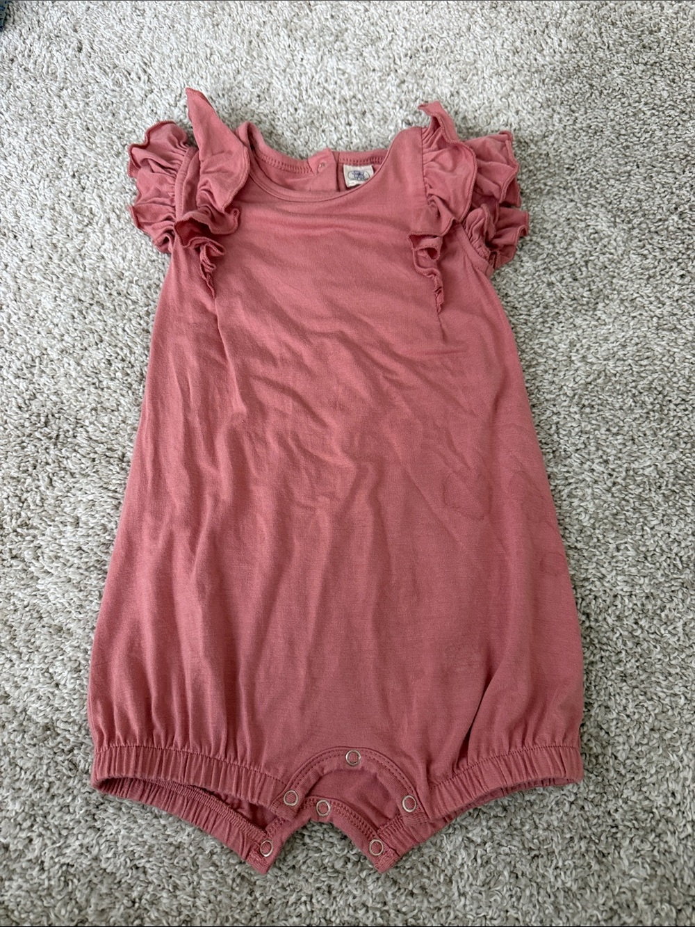 Girls' Bamboo Dusty Rose Ruffle Sleeve One-Piece Romper